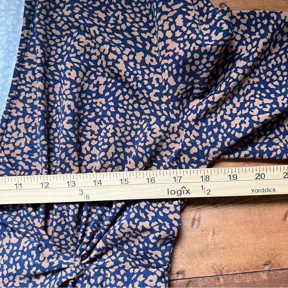 Lands End Dress Stretch Knit Faux Wrap Medium Blue Tan Modal Cotton Blend - Picture 9 of 12